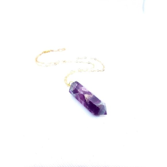 Flourite and pyrite crystal tower Necklace handmade pendulum - Picture 7 of 12